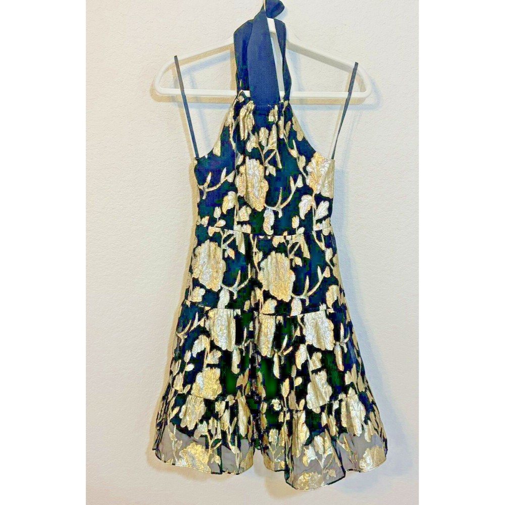 Milly Minis Girls Halter‎ Dress Gold Black Tiered $275 Special Occasion Wedding